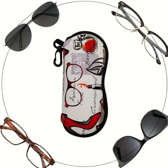 Sunglasses case portable neoprene zipper case  safety eyeglasses box with clip - Picture 5 of 13